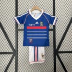 France 1998 Home Kids Retro Jersey And Shorts-28(12-13Y)