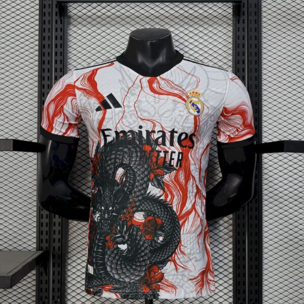 Real Madrid 2025/26 White Black Dragon Special Edition Jersey Player Version-Xxl