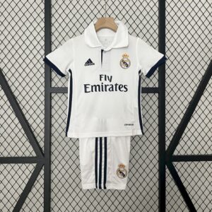 Real Madrid 2016/17 Home Kids Retro Jersey And Shorts