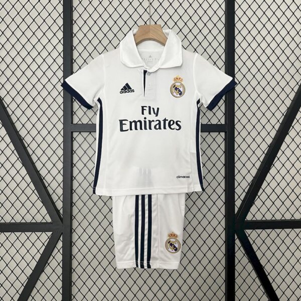 Real Madrid 2016/17 Home Kids Retro Jersey And Shorts