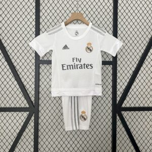 Real Madrid 2015/16 Home Kids Retro Jersey And Shorts