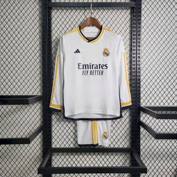 Real Madrid 2023/24 Home Long Sleeves Kids Kit