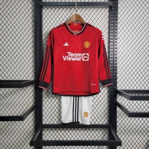 Manchester United 2023/24 Home Long Sleeves Kids Kit