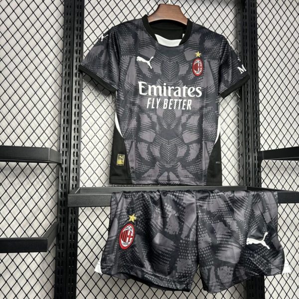 Ac Milan 2024/25 Goalkeeper Jersey Black Kids Kit - Image 4