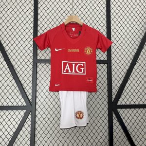 Manchester United 2007/08 Home Kids Retro Jersey And Shorts