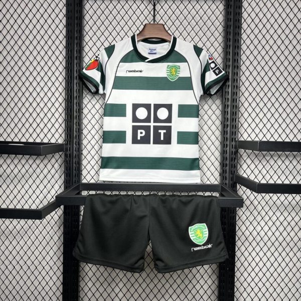 Sporting Cp 2001/03 Home Kids Retro Jersey And Shorts