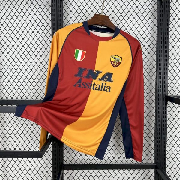 As Roma 2001/02 Home Long Sleeve Retro Jersey