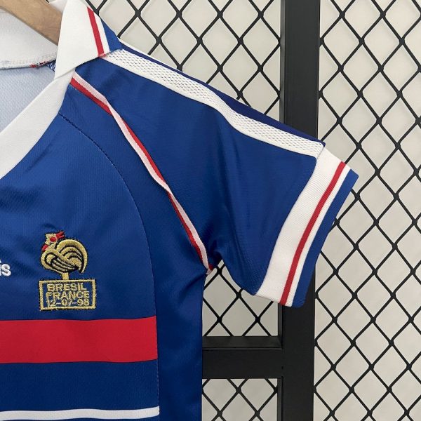 France 1998 Home Kids Retro Jersey And Shorts - Image 4