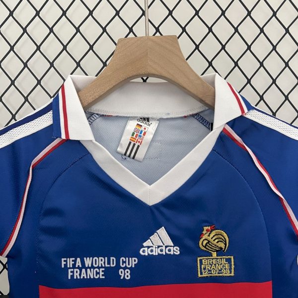 France 1998 Home Kids Retro Jersey And Shorts - Image 3