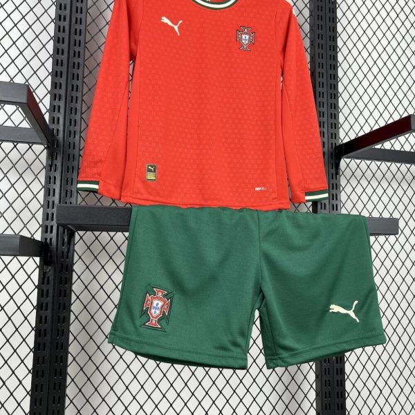 Portugal 2025/26 Home Long Sleeves Kids Kit - Image 3