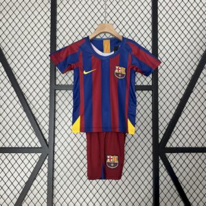 Barcelona 2005/06 Home Kids Retro Jersey And Shorts