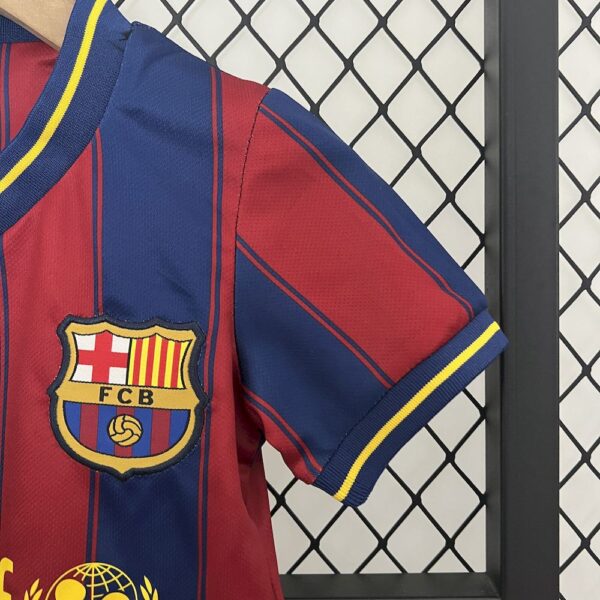 Barcelona 2009/10 Home Kids Retro Jersey And Shorts - Image 3