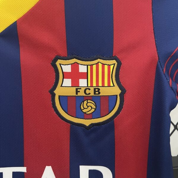Barcelona 2013/14 Home Kids Retro Jersey And Shorts - Image 6
