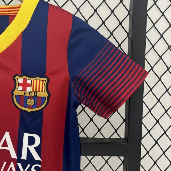 Barcelona 2013/14 Home Kids Retro Jersey And Shorts - Image 5