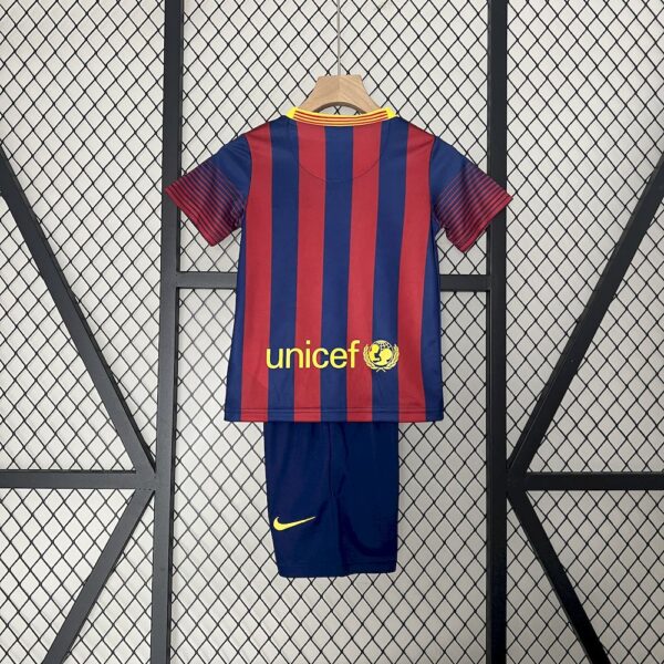 Barcelona 2013/14 Home Kids Retro Jersey And Shorts - Image 2