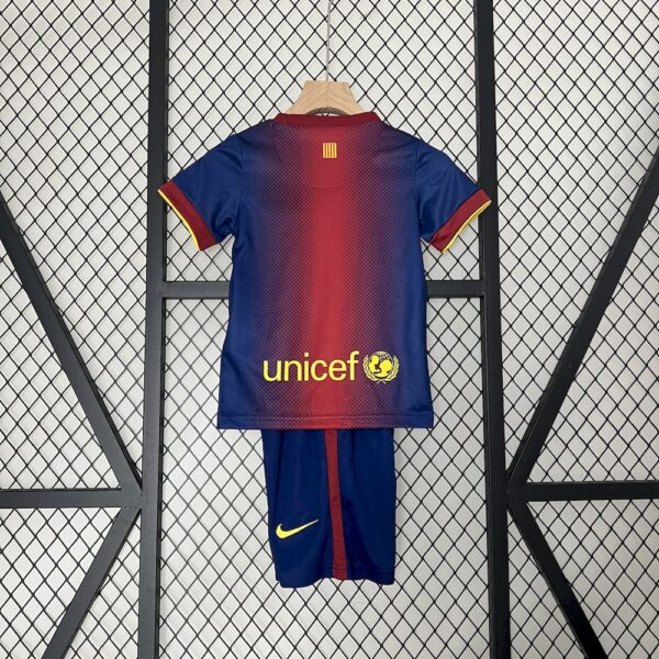 Barcelona 2012/13 Home Kids Retro Jersey And Shorts - Image 2