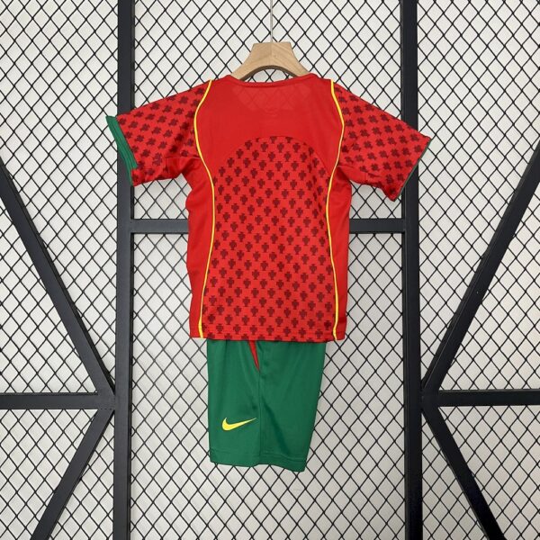 Portugal 2004 Home Kids Retro Jersey And Shorts - Image 2