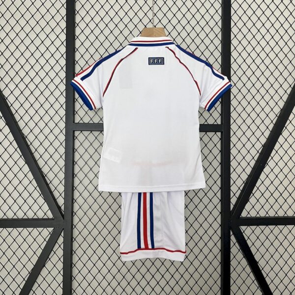France 1998 Away Kids Retro Jersey And Shorts - Image 2