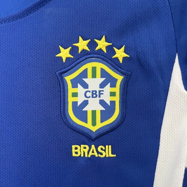 Brazil 2002 Away Kids Retro Jersey And Shorts - Image 7