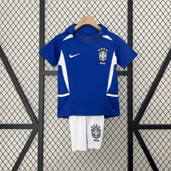 Brazil 2002 Away Kids Retro Jersey And Shorts