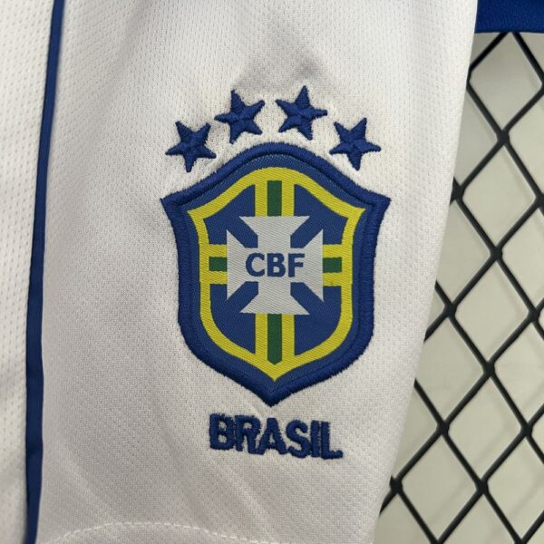 Brazil 2002 Away Kids Retro Jersey And Shorts - Image 4