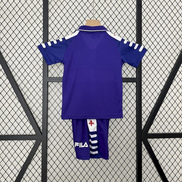 Fiorentina 1998/99 Home Kids Retro Jersey And Shorts - Image 2
