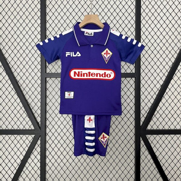 Fiorentina 1998/99 Home Kids Retro Jersey And Shorts