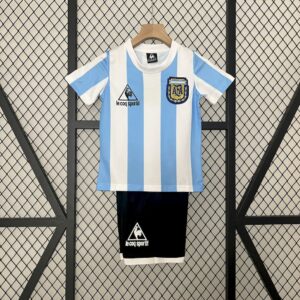 Argentina 1986 Home Kids Retro Jersey And Shorts