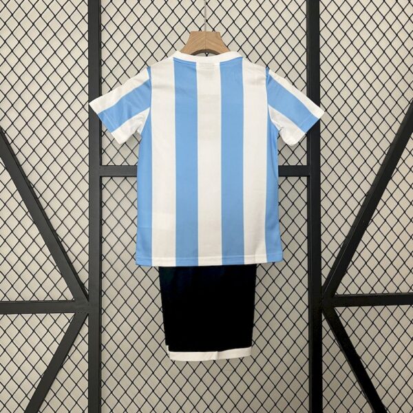 Argentina 1986 Home Kids Retro Jersey And Shorts - Image 2