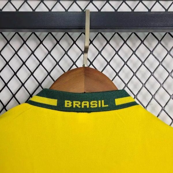 Brazil 1994 Home Kids Retro Jersey And Shorts - Image 6