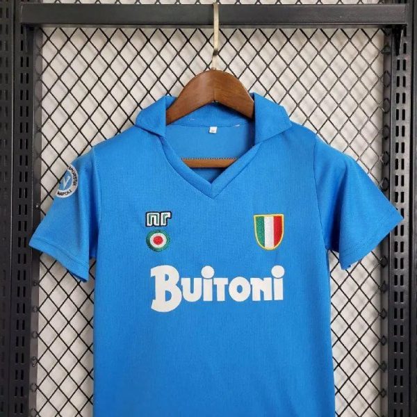 Napoli 1987/88 Home Kids Retro Jersey And Shorts - Image 2