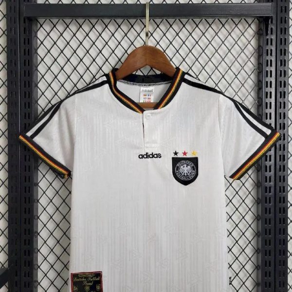Germany 1996 Home Kids Retro Jersey And Shorts - Image 2