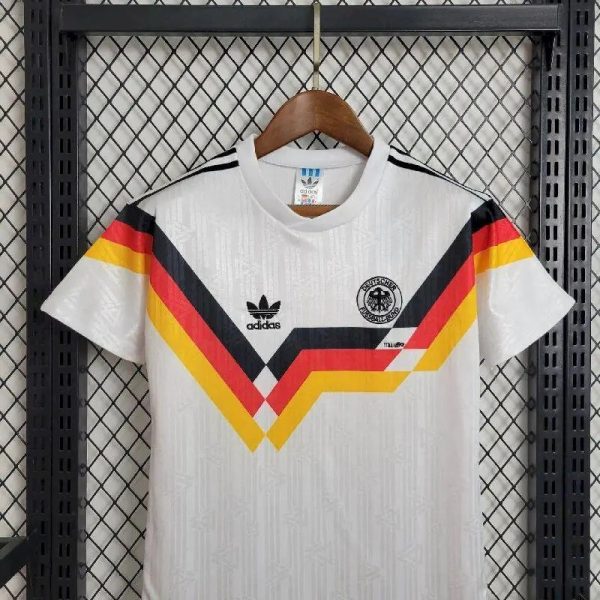 Germany 1992 Home Kids Retro Jersey And Shorts - Image 2