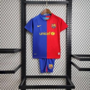 Barcelona 2008/09 Home Kids Retro Jersey And Shorts
